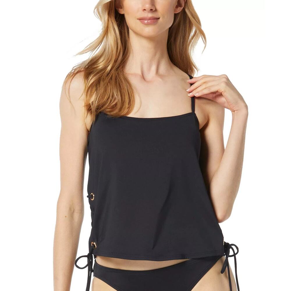 Michael Kors Women's Grommet-Detail Tankini Top Black Size M 2325